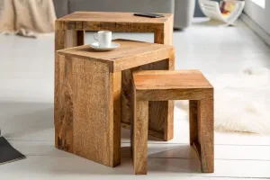 LuxD Set odkladacích stolíkov Timber  mango prírodné - 3 ks