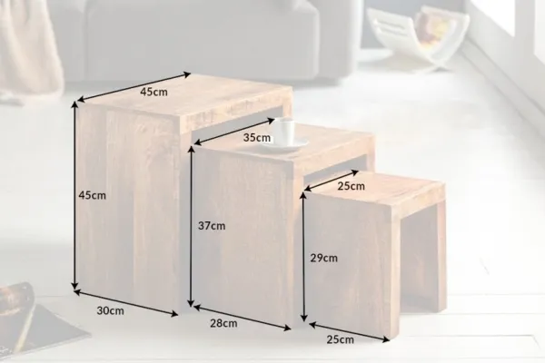 LuxD Set odkladacích stolíkov Timber  mango prírodné - 3 ks