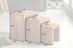 LuxD Set odkladacích stolíkov Timber  mango prírodné - 3 ks
