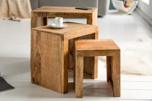 LuxD Set odkladacích stolíkov Timber  mango prírodné - 3 ks