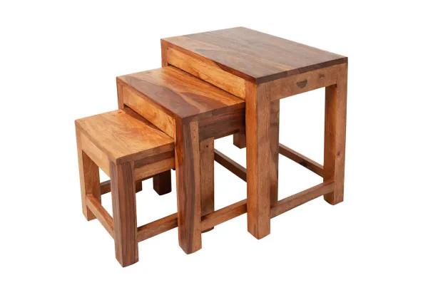 LuxD Set odkladacích stolíkov Freddo 45 cm sheesham 3 ks