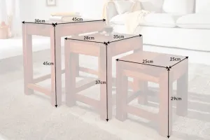 LuxD Set odkladacích stolíkov Freddo 45 cm sheesham 3 ks
