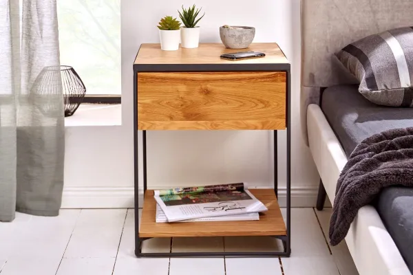 LuxD Dizajnový nočný stolík Shayla 40 cm divý dub