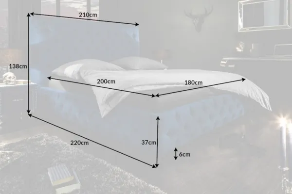 Chesterfield posteľ PALLAS Dekorhome Modrá