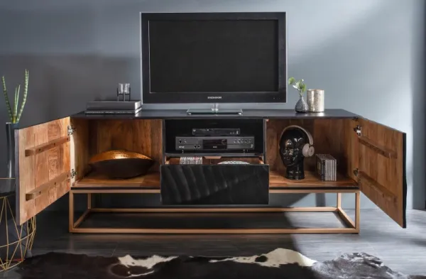 TV stolík FILEMON Dekorhome Čierna / zlatá