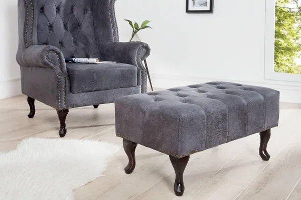Chesterfield taburet MIDAS Dekorhome Sivá