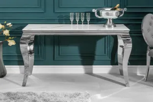 LuxD Dizajnový konzolový stôl Rococo 145 cm strieborný - mramor 