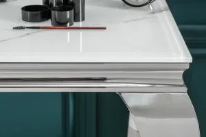 LuxD Dizajnový konzolový stôl Rococo 145 cm strieborný - mramor 