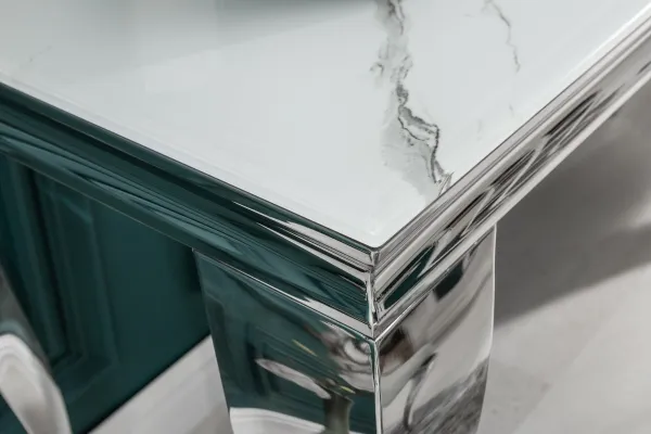 LuxD Dizajnový konzolový stôl Rococo 145 cm strieborný - mramor 