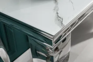 LuxD Dizajnový konzolový stôl Rococo 145 cm strieborný - mramor 