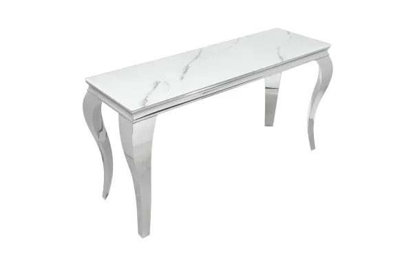 LuxD Dizajnový konzolový stôl Rococo 145 cm strieborný - mramor 