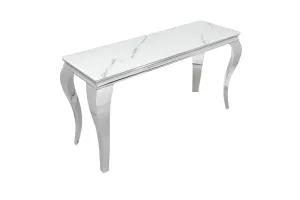 LuxD Dizajnový konzolový stôl Rococo 145 cm strieborný - mramor 
