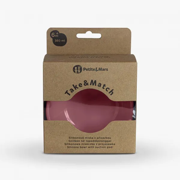 PETITEMARS Silikónová miska s prísavkou Petite&Mars Take&Match Dusty Rose
