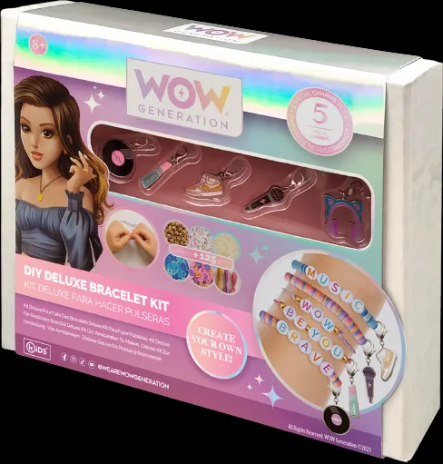 KIDS LICENSING - Súprava na výrobu náramkov + 5 kovových príveskov WOW, WOW00005
