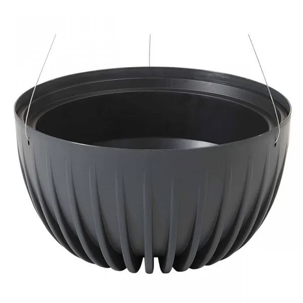HowHomely Závesný kvetináč STRIPPED ECO 24 cm antracitový