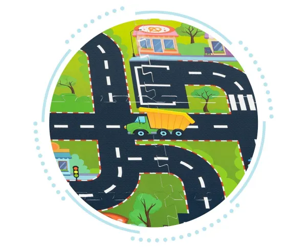Penová podložka pre deti puzzle mestské ulice cesty trafics
