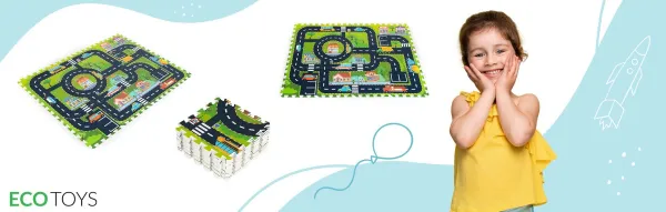 Penová podložka pre deti puzzle mestské ulice cesty trafics