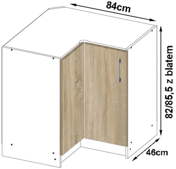 Ak furniture Kuchynská rohová skrinka Artus S90/90N s pultom Lima biela/dub sonoma
