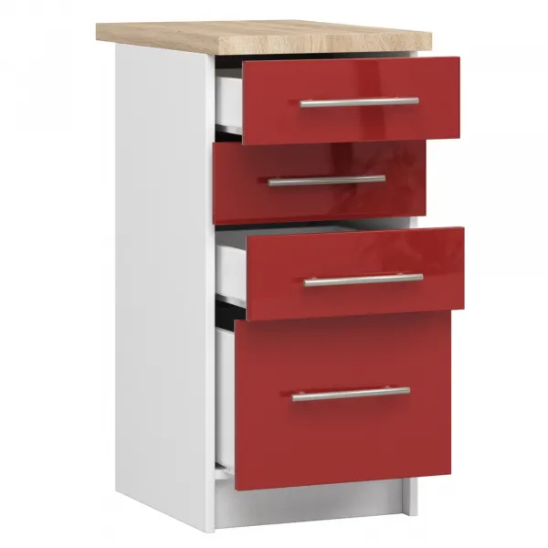 Ak furniture Kuchyňská skříňka Olivie S 40 cm 4S lesklá bílá/červená