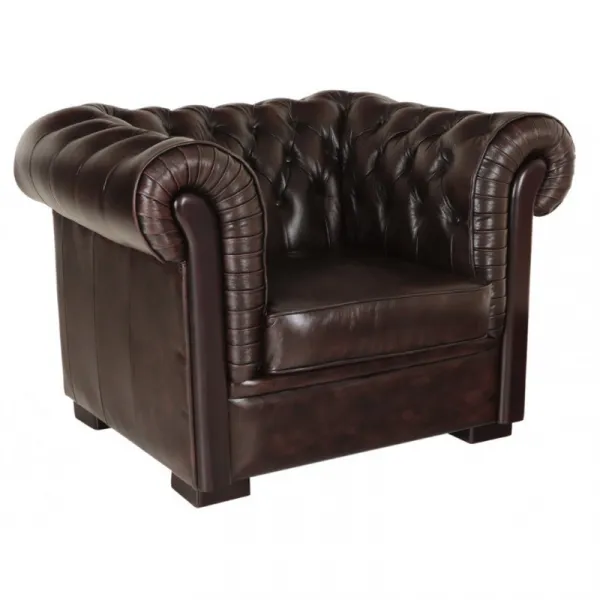 indickynabytok.sk - Pohovka jednomiestna Chesterfield Tiffy z pravej hovädzej kože Brown