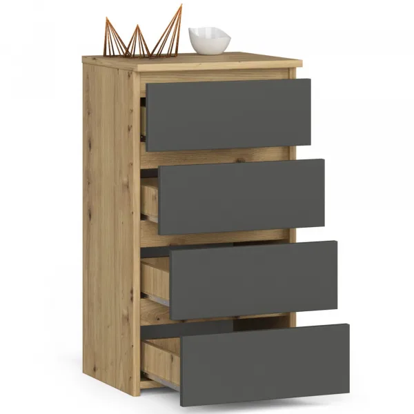Ak furniture Komoda CL4 40 cm dub artisan/grafitově šedá