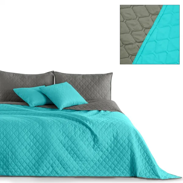 Obojstranný prehoz na posteľ DecoKing Axel tyrkysový/oceľový, veľkosť 170x270