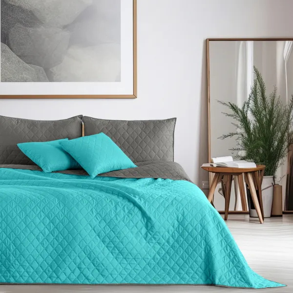 Obojstranný prehoz na posteľ DecoKing Axel tyrkysový/oceľový, veľkosť 170x270