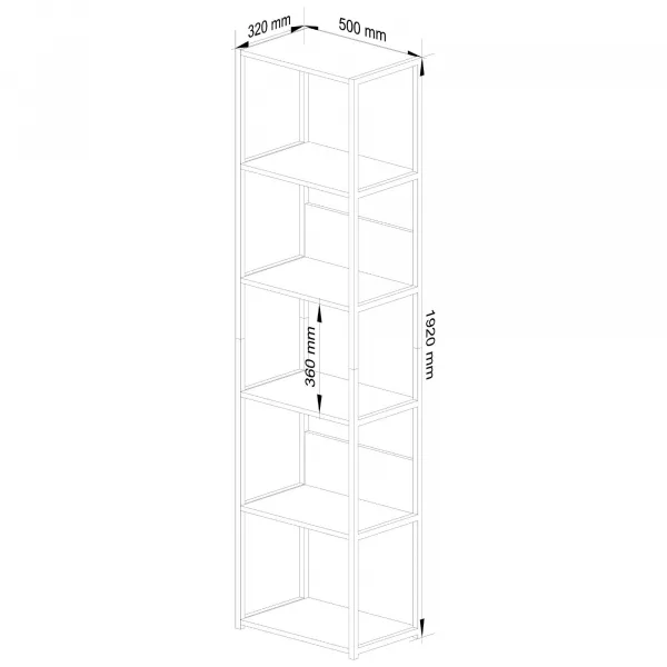Ak furniture Regál LOFT 50 cm černý
