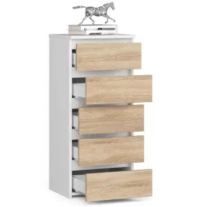 Ak furniture Komoda CL5 40 x 92 cm so zásuvkami biela/dub sonoma