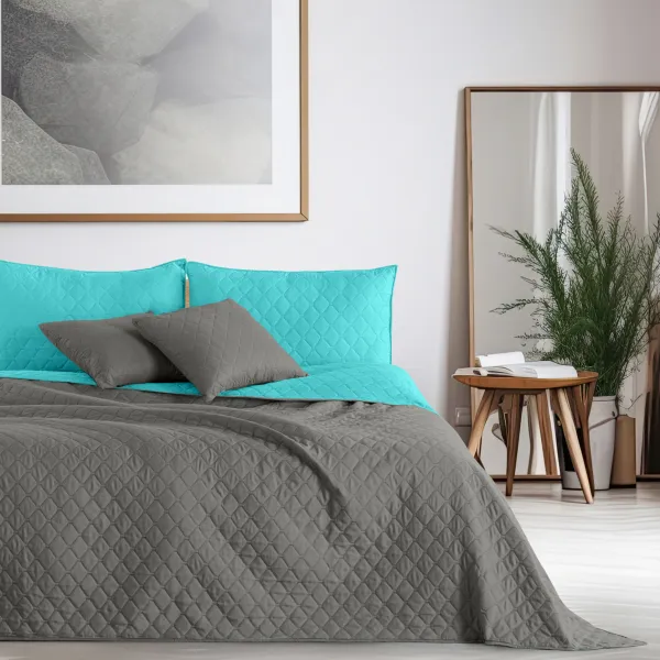 Obojstranný prehoz na posteľ DecoKing Axel tyrkysový/oceľový, veľkosť 170x270