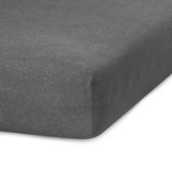 Froté prestieradlo s gumou AmeliaHome Ruby grafitové, veľkosť 200-220x200
