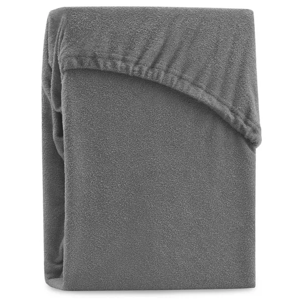 Froté prestieradlo s gumou AmeliaHome Ruby grafitové, veľkosť 200-220x200