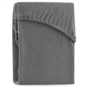 Froté prestieradlo s gumou AmeliaHome Ruby grafitové, veľkosť 200-220x200