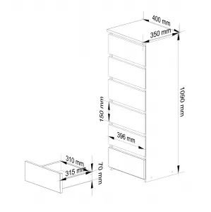 Ak furniture Komoda CL6 40 cm grafitově šedá/dub artisan