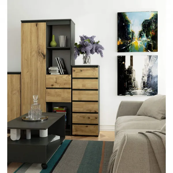 Ak furniture Komoda CL6 40 cm grafitově šedá/dub artisan