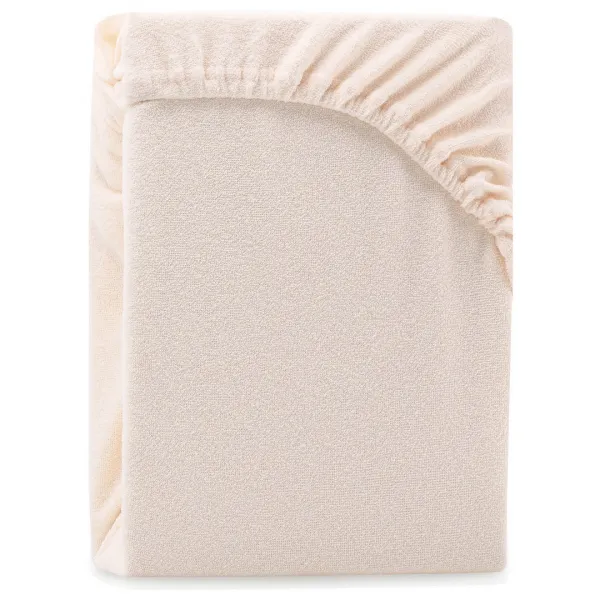 Froté prestieradlo s gumou AmeliaHome Ruby svetlobéžové, veľkosť 180-200x200