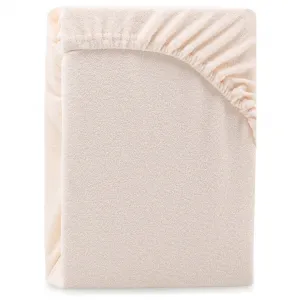 Froté prestieradlo s gumou AmeliaHome Ruby svetlobéžové, veľkosť 180-200x200