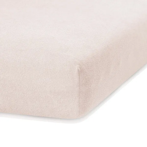 Froté prestieradlo s gumou AmeliaHome Ruby svetlobéžové, veľkosť 180-200x200
