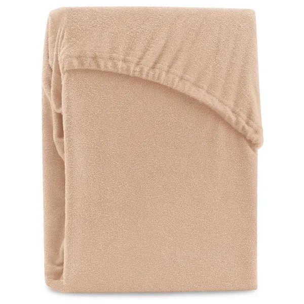 Froté prestieradlo s gumou AmeliaHome Ruby tmavobéžové, veľkosť 120-140x200