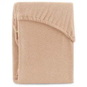 Froté prestieradlo s gumou AmeliaHome Ruby tmavobéžové, veľkosť 120-140x200