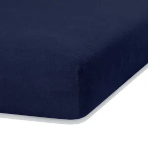 Froté prestieradlo s gumou AmeliaHome Ruby tmavomodré, veľkosť 80-90x200