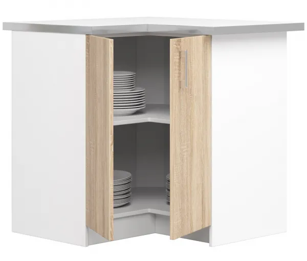 Ak furniture Kuchynská rohová skrinka Artus S90/90N s pultom Lima biela/dub sonoma