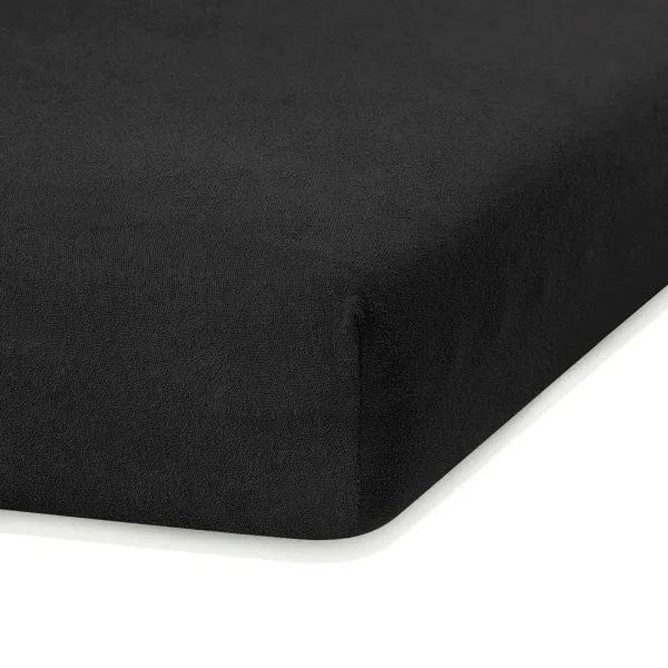 Froté prestieradlo s gumou AmeliaHome Ruby čierne, veľkosť 200-220x200+30
