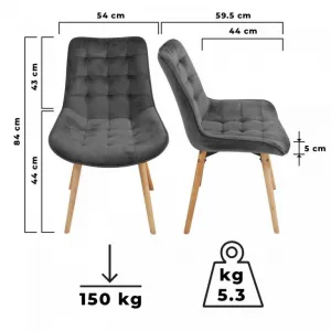 MIADOMODO Sada prešívaných jedál. stoličiek, tm. sivá, 2 ks