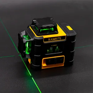 Pozičný laser KAIWEETS KT360A  3 x 360  Green Line s USB C dobíjateľnou batériou s dosahom 196ft IP54 vodotesný, najlepší pre meranie vonku