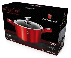 Hrniec Berlingerhaus s mramorovým povrchom a pokrievkou 20 cm Burgundy Metallic Line BH-1256