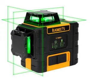 Pozičný laser KAIWEETS KT360A  3 x 360  Green Line s USB C dobíjateľnou batériou s dosahom 196ft IP54 vodotesný, najlepší pre meranie vonku