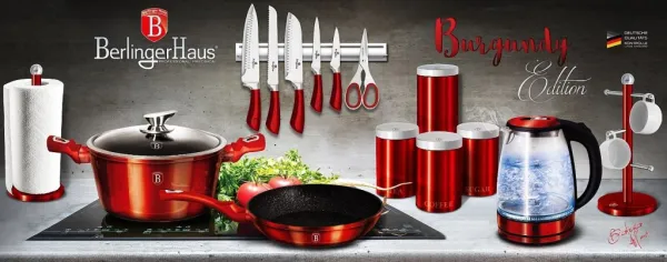 Hrniec Berlingerhaus s mramorovým povrchom a pokrievkou 20 cm Burgundy Metallic Line BH-1256