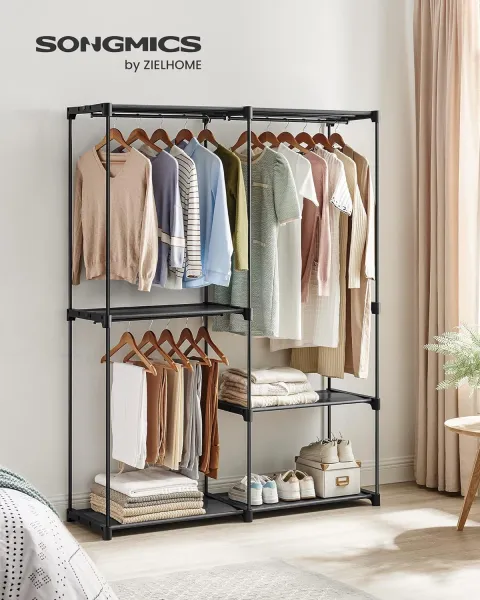 SONGMICS Otvorená šatníková skriňa Garment čierna