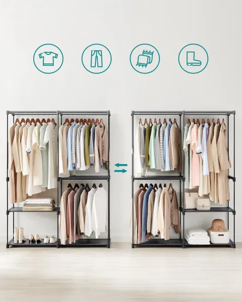 SONGMICS Otvorená šatníková skriňa Garment čierna